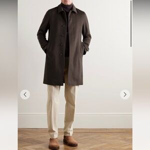 HERNO Men mid length Brushed Wool and Cashmere-Blend Car Coat dark brown IT 56